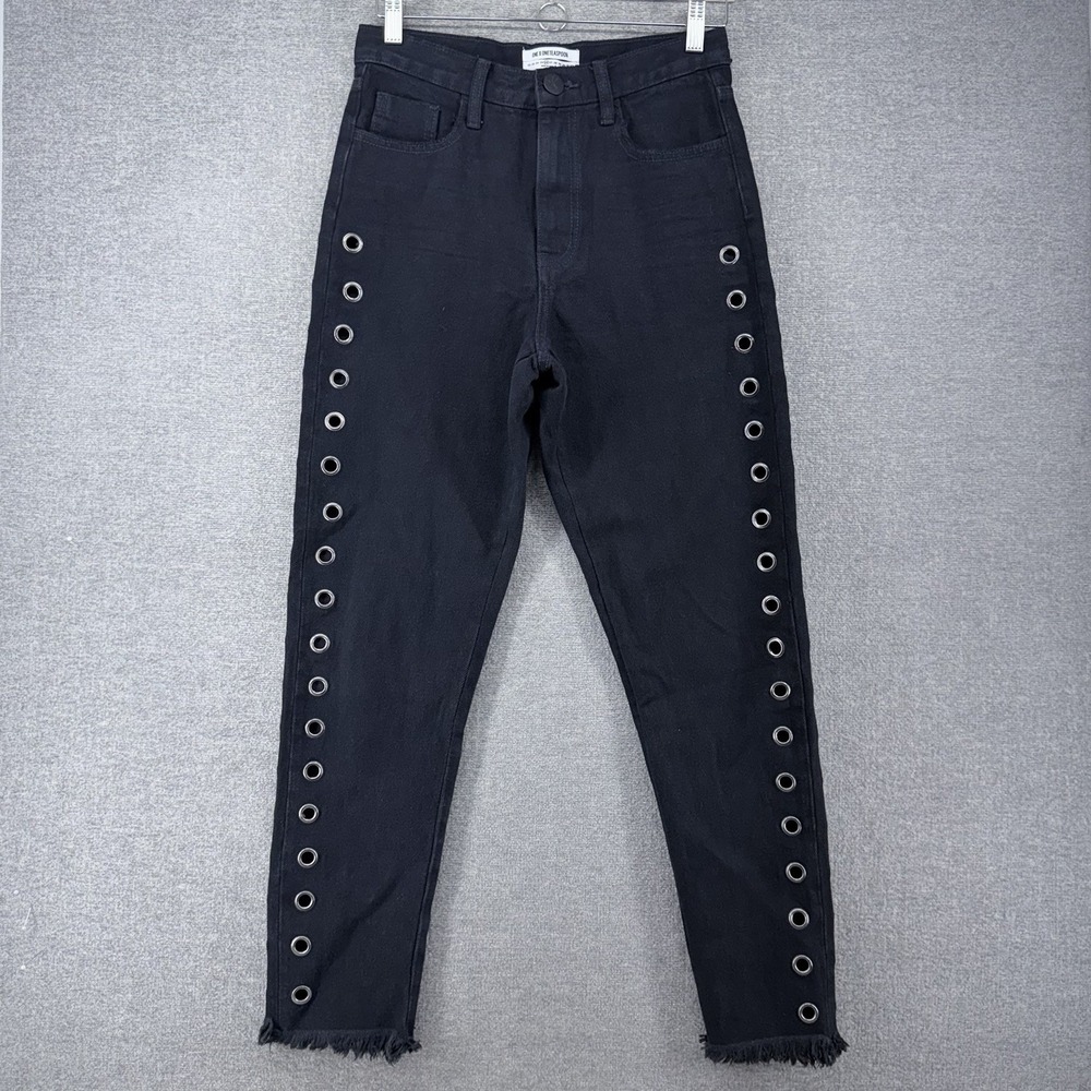 One X One Teaspoon Legend Tapered Mom Jeans Women Size 26 Black High Waisted NEW